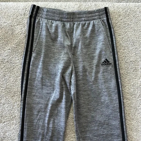 Adidas Boys Heather Gray Workout Pants with Black Accents - Picture 2 of 7